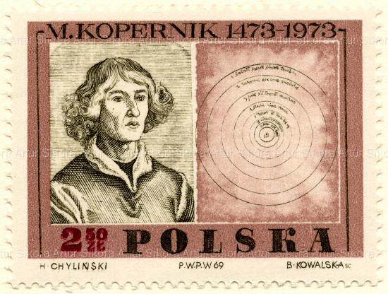Henryk Chylinski, engraving Barbara Kowalska, Postage stamp No. 1780 from the series „500. anniversary of the birth of Nicolaus Copernicus”, 1969